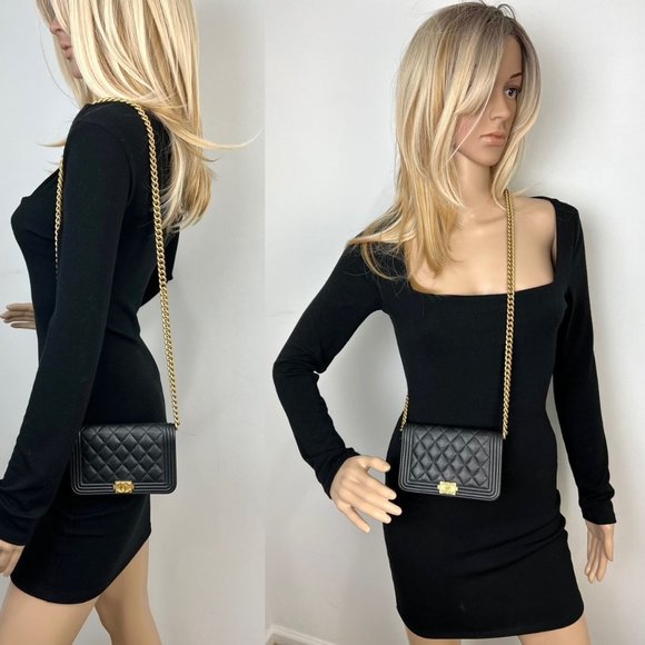 Chanel Caviar Quilted Mini Boy Clutch Wallet on a Chain Black - Picture 6 of 14